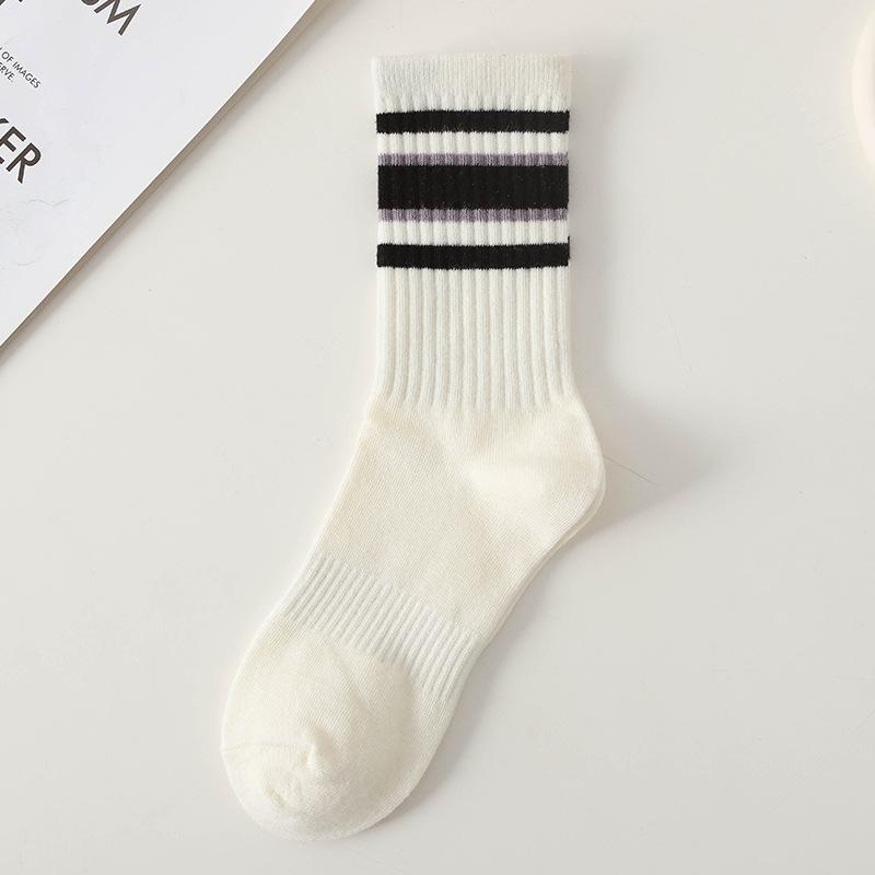 Women's Summer Comfortable Breathable Simple College Style Striped Tube Cotton Socks