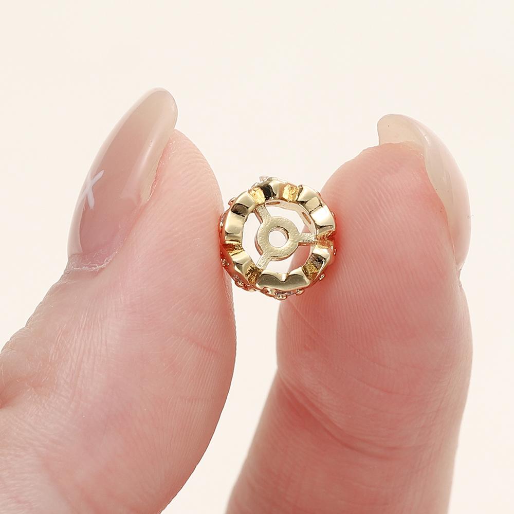 5/10Pcs/Pack 14/18K Gold Color Plated Round Heart Spacer Beads with Zircon for DIY Bracelet Jewelry Making Accessories