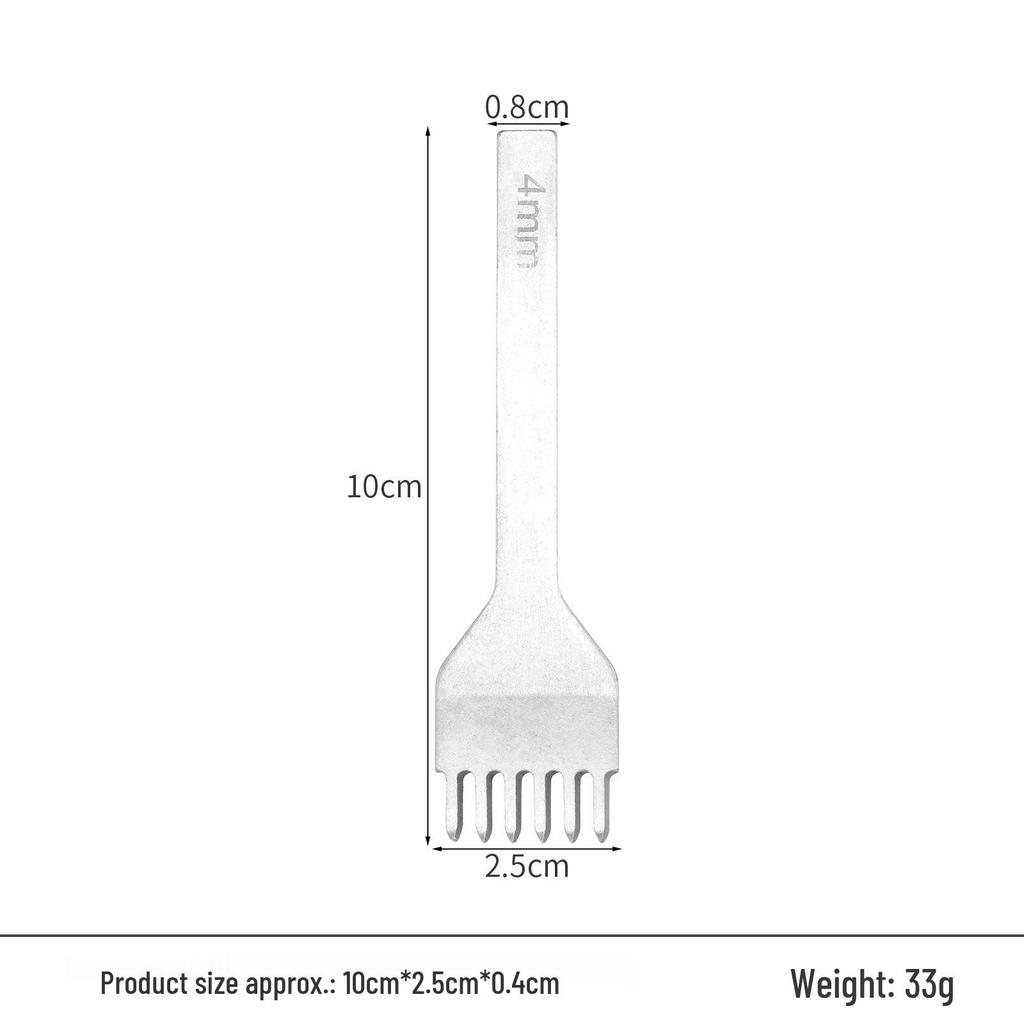White Steel Diamond Awl 3-4-5-6mm Handmade Leather Hole Punch Tool for DIY Leather Craft and Hand Sewing