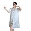 1011 Summer New Ice and Snow Silk Sweet and Sexy Short Sleeve Pajamas Women's Pure Desire Shirt Skirt Ice Silk Pajamas