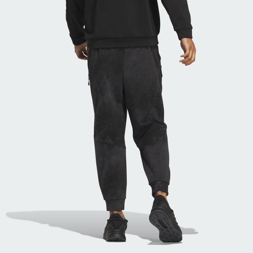 Adidas Wuji Knit Warm-Up Pants With Print Design, Mid-Rise And Breathable Cuffed Hem Men Bottoms Black IP4944