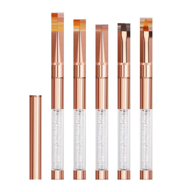 Top-Selling White Handle Rose Gold Ferrule Nail Art Brush with Daisy Phototherapy Carving Tip