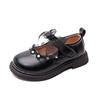 Girls leather shoes bow pearl princess shoes 2025 autumn new children's single shoes soft sole girls performance shoes