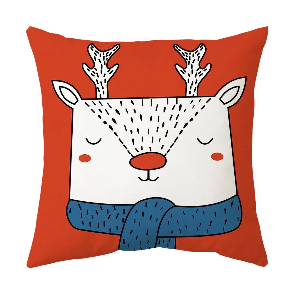 Merry Christmas Cushion Cover 45*45 Cartoons Pillowcase Cotton Linen Sofa Cushions Pillow Cases Pillow Covers