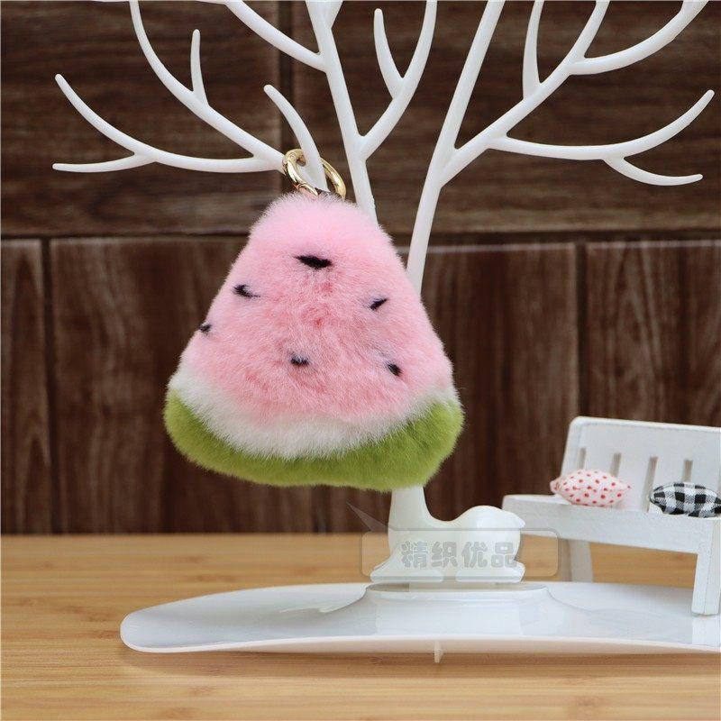 Rex Rabbit Hair Watermelon Bag Pendant Plush Mobile Phone Keychain Pendant Fashion Fur Bag Pendant Accessories
