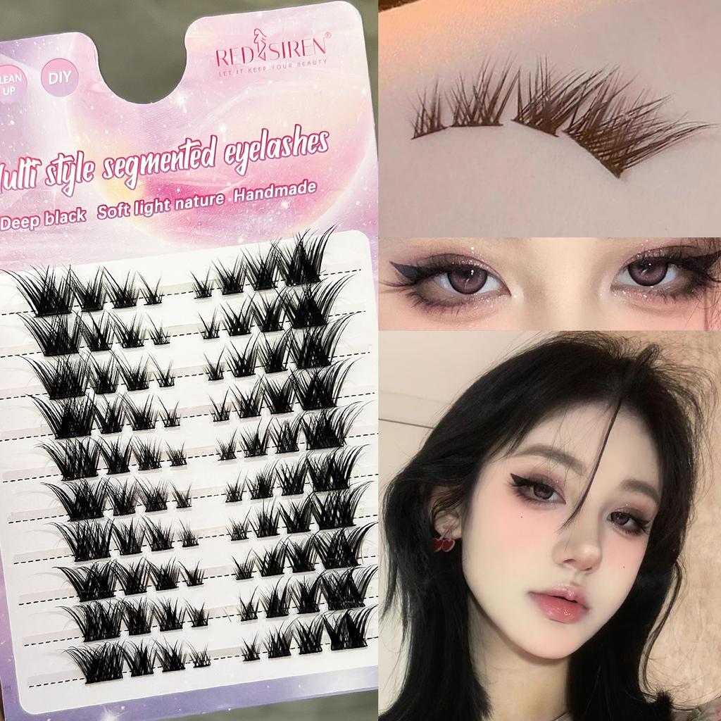 RED SIREN 10Rows Lash Clusters Cosplay Large Capacity DIY Eyelash Extension Manga Natural Individual Lashes