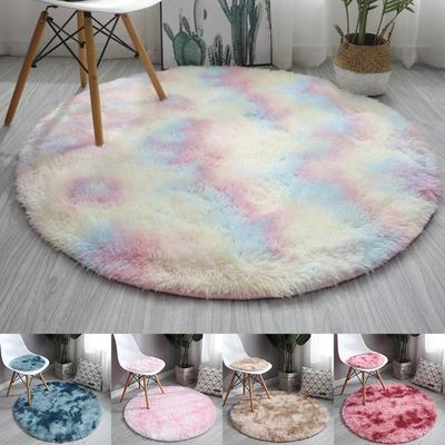 Für Schlafzimmer Lange Plüsch Shaggy 1PC Flauschige Farbverlauf Teppiche Teppiche Kunstpelz Für Wohnzimmer Fußmatten Kinderzimmer Runde Home Dekoration Bereich Teppich