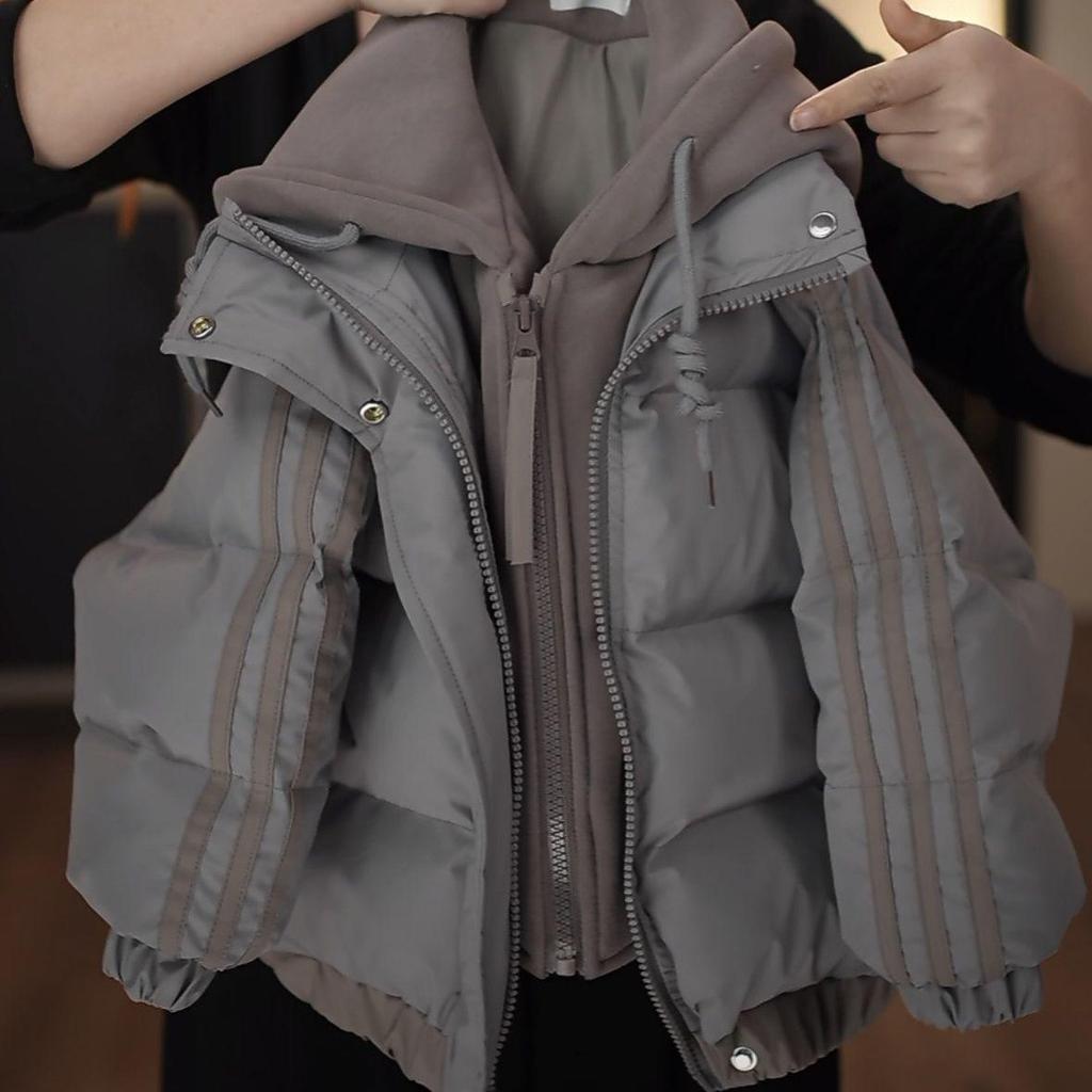 Superdicke, baumwollgepolsterte Winterjacke für Kinder - Fake-Zweiteiler, stilvoll & warm, kältebeständig für Jungen & Mädchen.