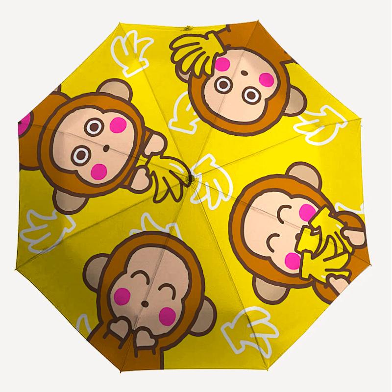 1 Stück Affe Sanrio Regenschirm-8-Speichen verstärkt, Automatisches Öffnen, Leicht & Langlebig, Niedliches Modeaccessoire für Draußen-P142