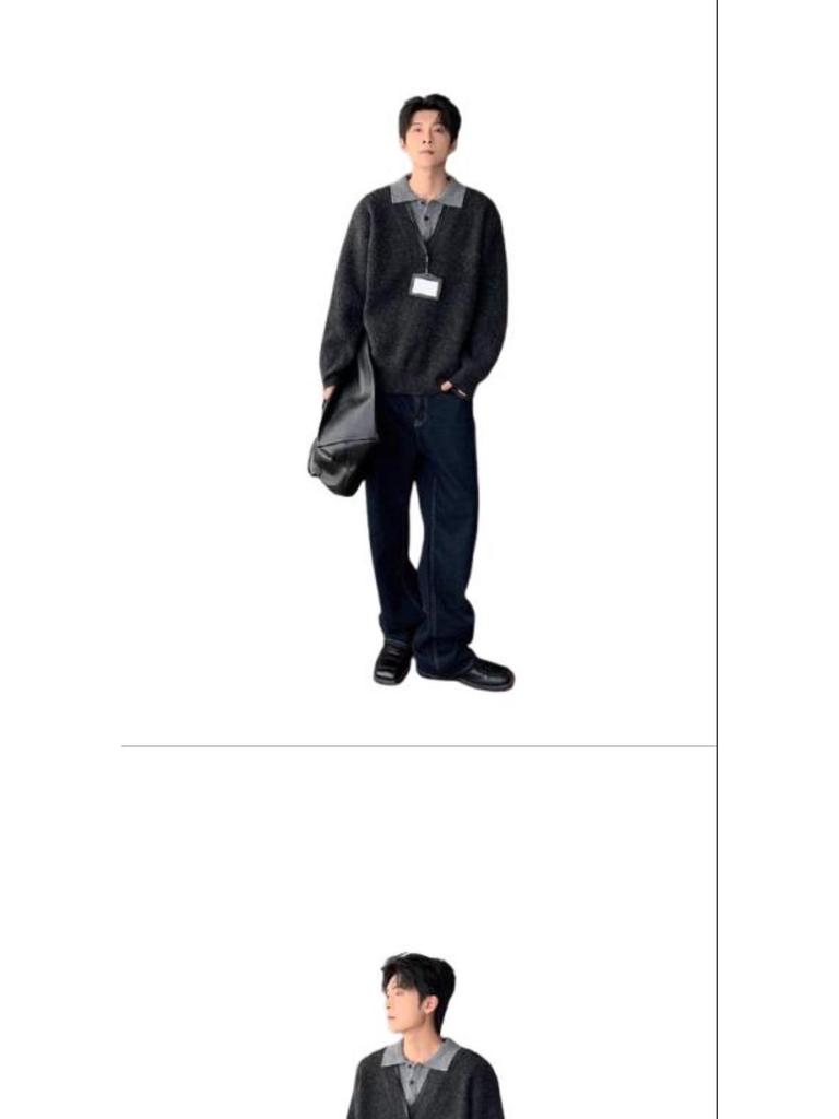 Korean Retro Old Money Style Knit Sweater: Autumn-Winter Two-Piece, Warm Versatile Casual Men's Fashion