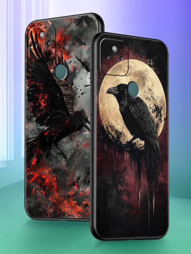 Black Raven Phone Case Cover for Google Pixel 10 9 8 7 6 9A 8A 7A 6A Pro Shockproof Soft TPU 10 Pro XL Shell Fundas Capas Coque