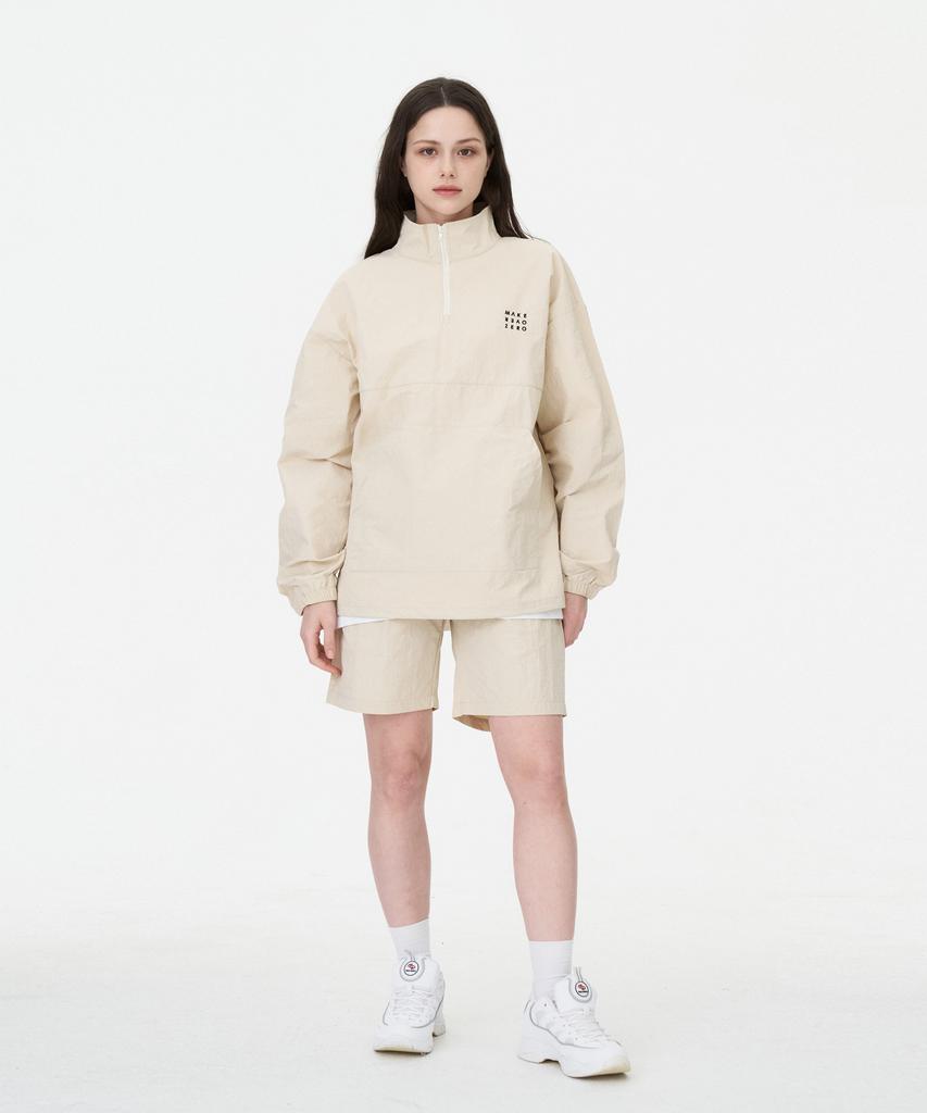 Mozmoz Easy Nylon Half Zip Light Beige