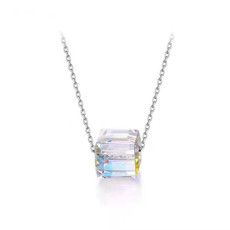 S925 Silver Autumn/Winter Square Zircon Luxury Clavicle Chain Women's Fashionable Korean Necklace