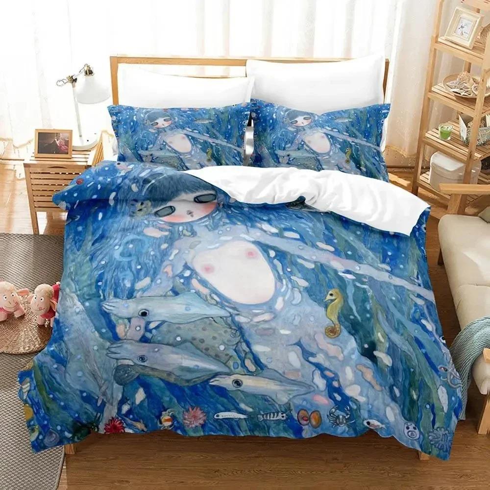 Anime Aya Takano Bedding Set 3D Duvet Cover Bed Set Quilt Cover Pillowcase Comforter King Queen Size Boys Adult Bedding Set