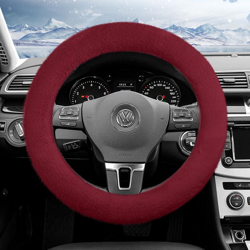 Suitable for Volkswagen Plush Steering Wheel Cover, Autumn and Winter Warm Non-Slip Protective Cover, Golf Tiguan Polo T-Roc Jetta Id.4 Id.3 Atlas