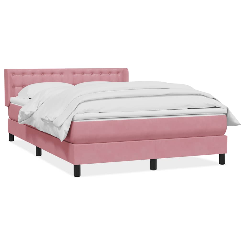 Box Spring Bed with Mattress Pink 140 x 220 cm Velvet