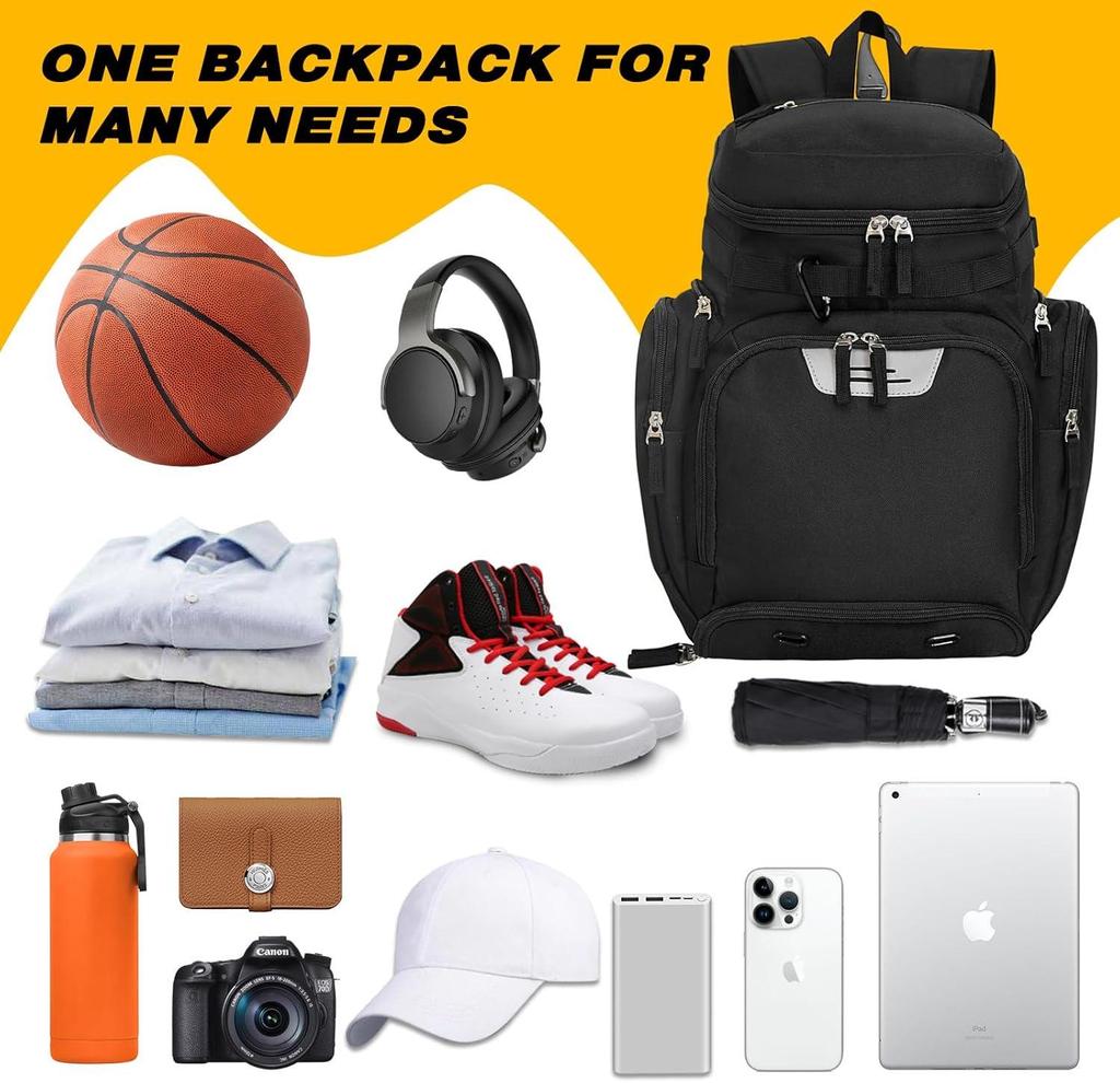 GO Grenzüberschreitender Basketball-Rucksack mit großem Fassungsvermögen und isoliertem Schuhfach, Outdoor-Sport & Fußballaufbewahrung