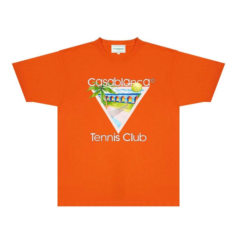 CASA Casablanca Short Sleeve T Shirt Couples Star Castle Letter Print Casual Loose Fit