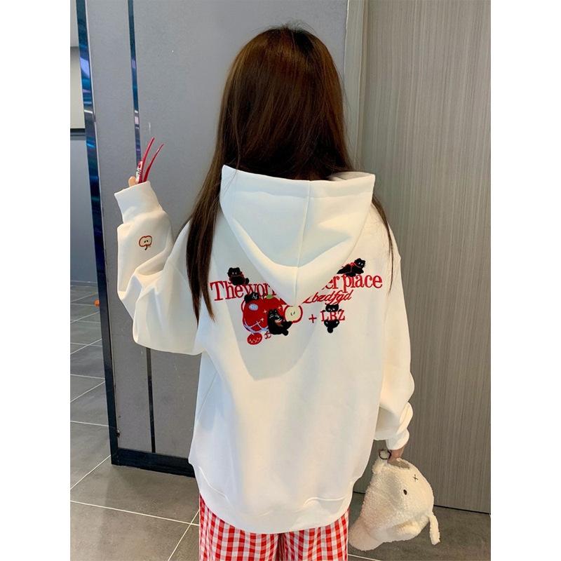 2025 autumn and winter American high-end women s hooded fleece thickened sweater simple casual and comfortable men XXXL