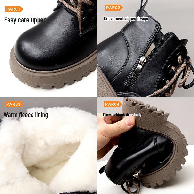 Petite Women's Fleece-Lined British-Style Martin Snow Boots for Autumn/Winter