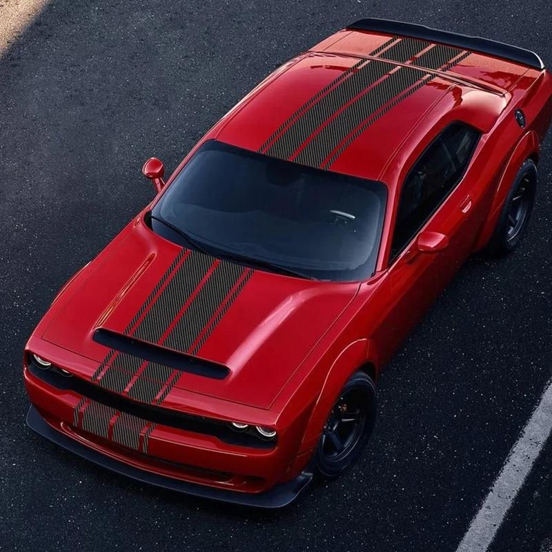 Auto Motorhaube Karosserie Aufkleber Für Dodge Challenger SXT RT Racing Streifen Stil Heckklappe Vinyl Aufkleber Auto Dekoration Zubehör
