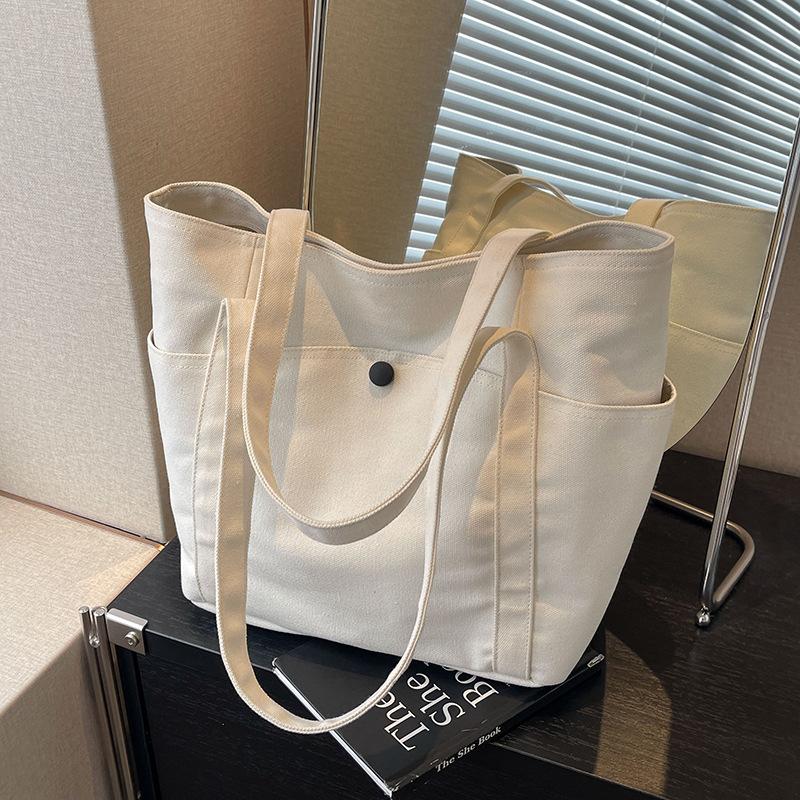 Canvas Bag Women's Versatile Shoulder Bag Large Capacity Tote Bag Student Class Commuter Bag Tote Bag
