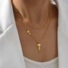 316L Stainless Steel Luxury Cross Pendant Necklaces Choker For Women Double Stacked Wear Fine Necklace For Women Jewelry Gift