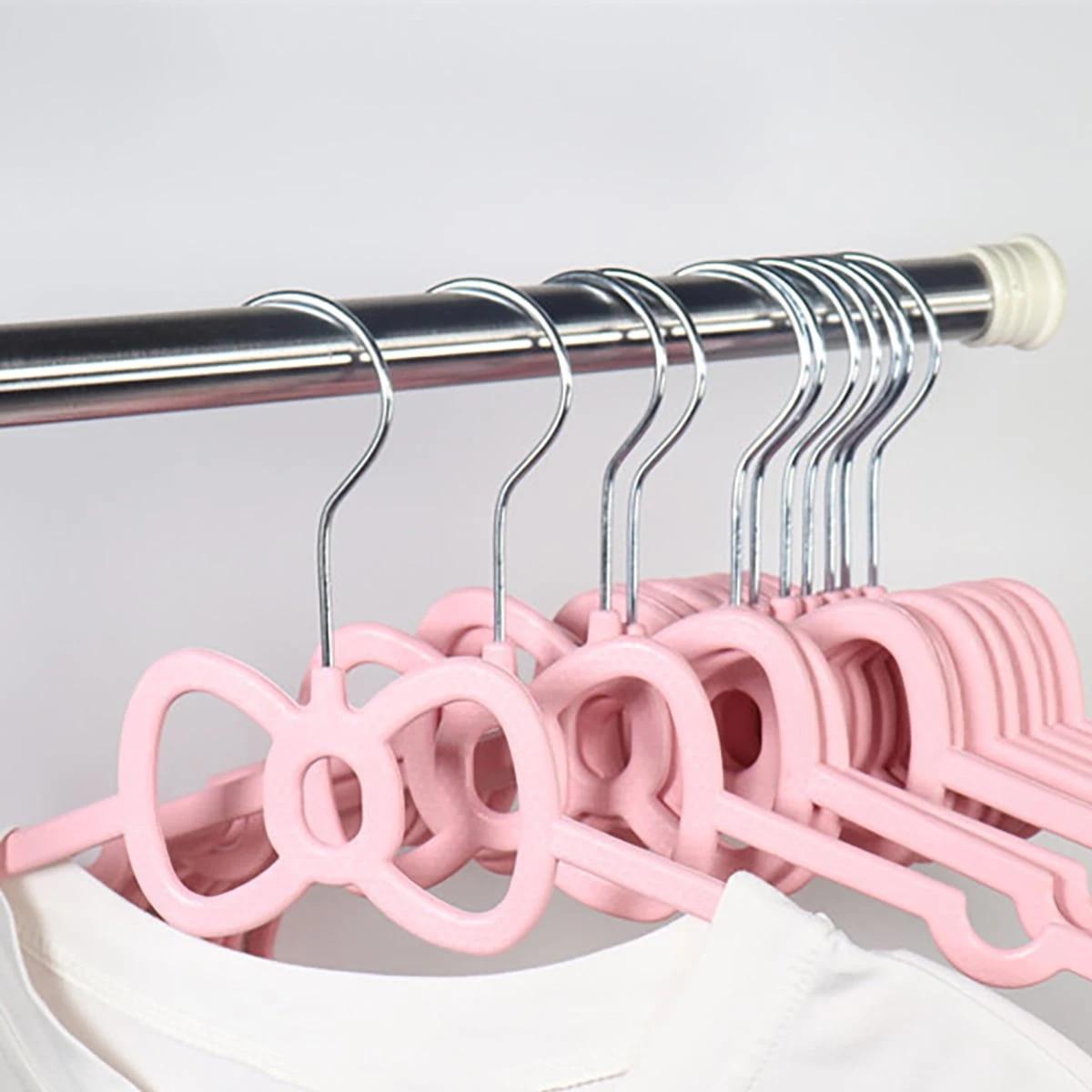 3pcs-Cute Bow Hangers Space saving Plastic Clothing Storage Shelves Suitable for Clothes Closets Jackets and Shirts