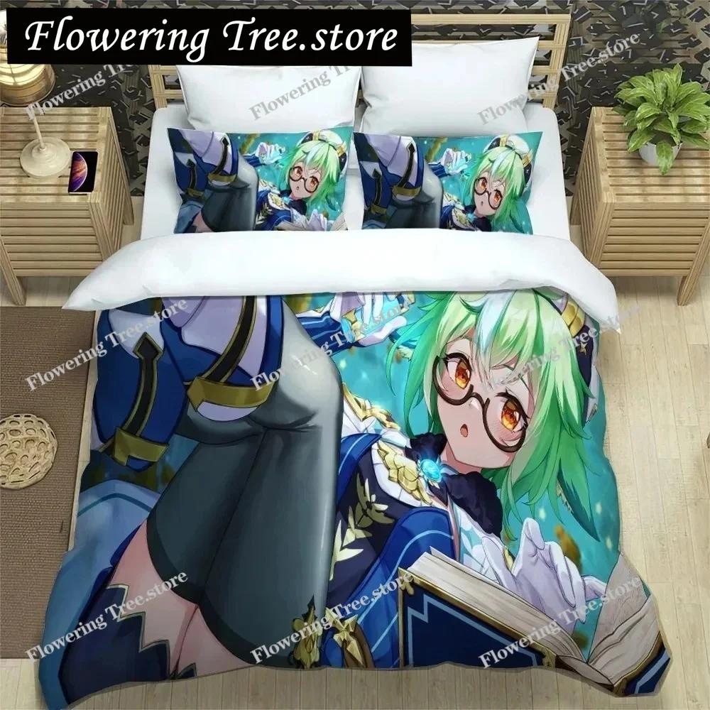 3D Anime Genshin Impact Bedding Set,Duvet Cover Comforter Bed Set Quilt Cover Pillowcase,King Queen Twin Size Boys Girls Adults