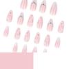 3D Rhinestone Floral Almond Nails - French White Gradient Fake Nails