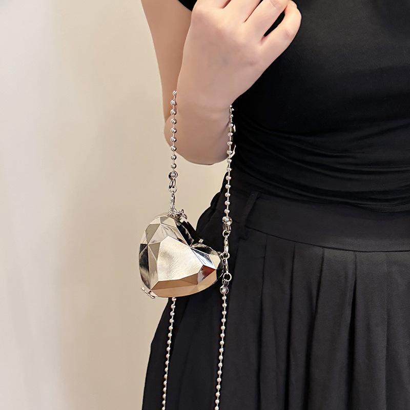 Acrylic Dinner Bag 2025 New Fashion Shiny Shoulder Bag Small Fragrance Lady Chain Mini Love Bag Tide