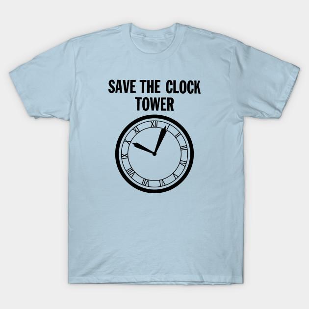 Men Black Print T-shirt Save The Clock Tower No-Cut Transfer Paper Print Cotton Tshirt S светло-синий