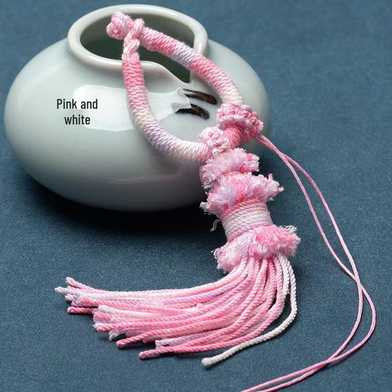 Tibetan Hand-Woven Gradient Cotton Tassel Ring for Hanging Bags and Vehicles