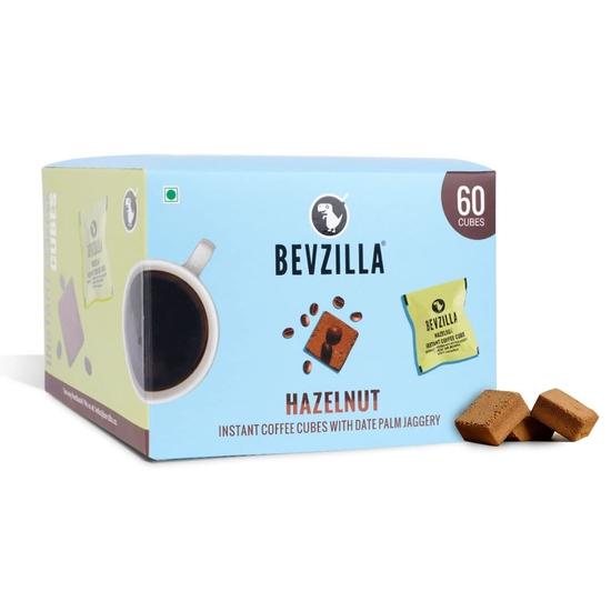

Bevzilla 60 Hazelnut Flavour Instant Coffee Cubes | Made with Date Palm Jaggery & Arabica Beans | No Preservatives| Enjoy Hot & Cold
