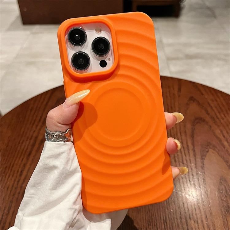 Solid Color Corrugated Shell for Apple 16 Sun Phone Case Magnetic High-end Feel for IPhone15promax Protective Case