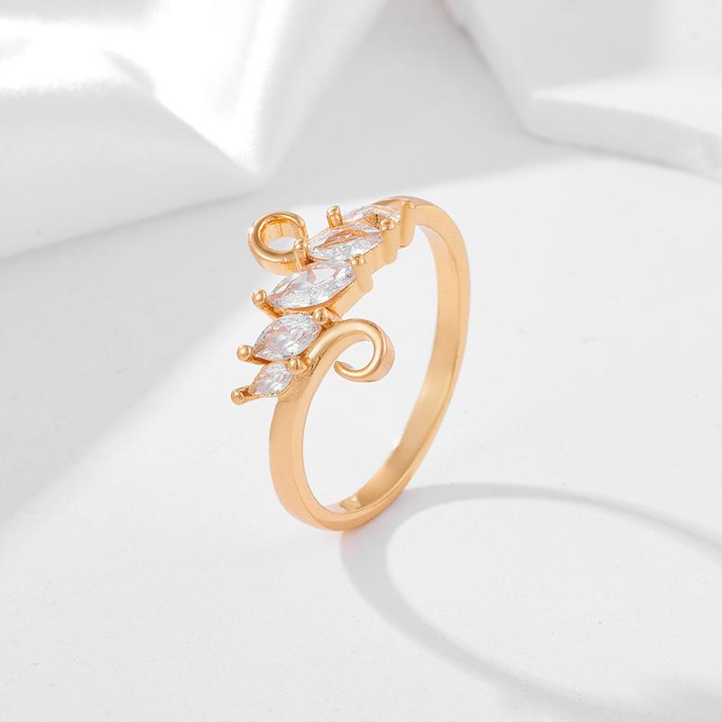 Kinel glänzender natürlicher Zirkonia-Ring in Blattform für Damen