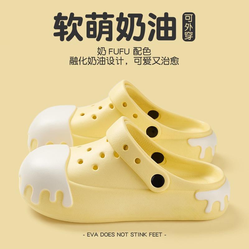 Warm edge hole shoes women's summer bag head slippers summer color matching ice cream hole shoes fashion outside