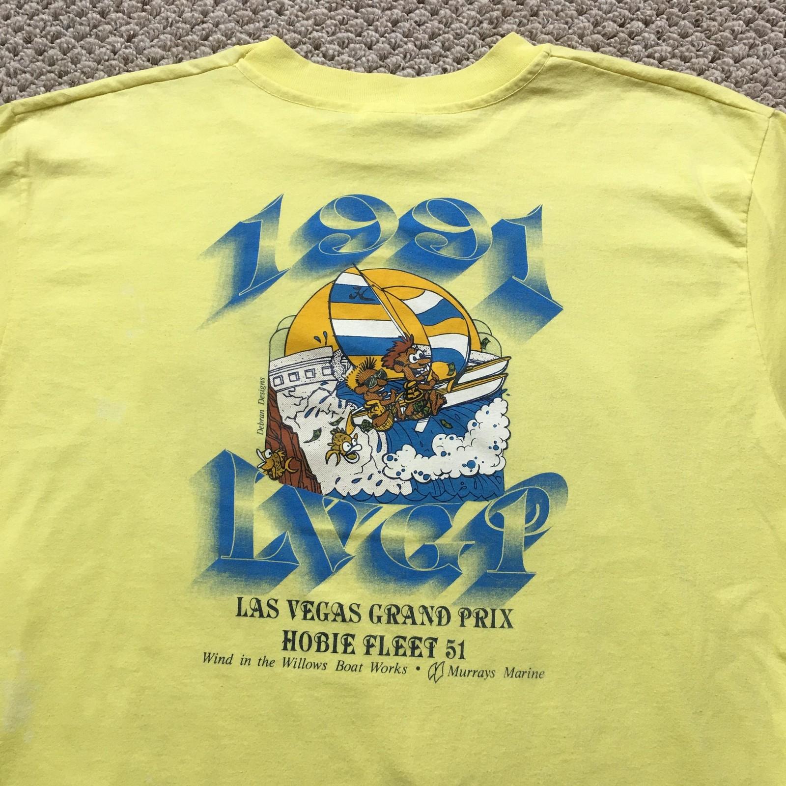 Vintage 1991 Las Vegas Grand Prix Shirt Mens L/XL Yellow Sailing Hobie Fleet 51 Unisex T-Shirt S