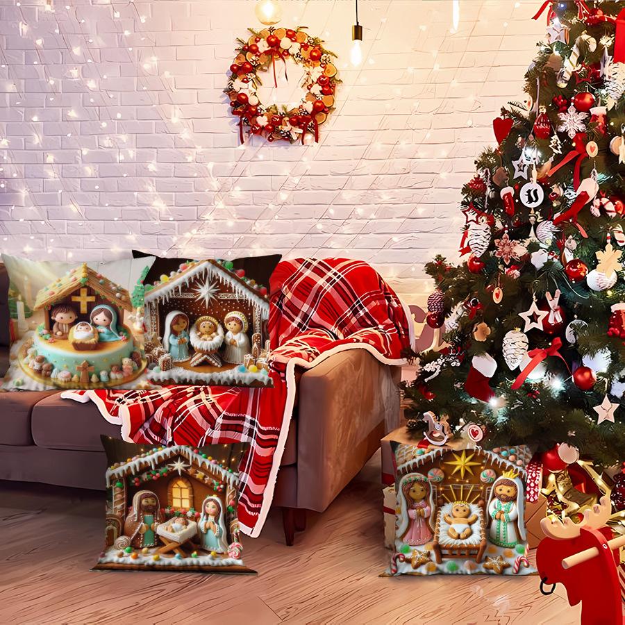 New Style Pillow Cover Christmas Print Sofa Decoration Cushion Cover Living Room Bedroom Pillow Cover Holiday Gift