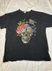 Vintage Buntstift Schädel Rosen Kunst Kurzarm T-Shirt Größe L