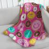 Pink Doughnut Digital-printed Polyester Bedroom Velvet Flannel Cover Blanket Fleece Soft Sofa Cover Blankets for Beds