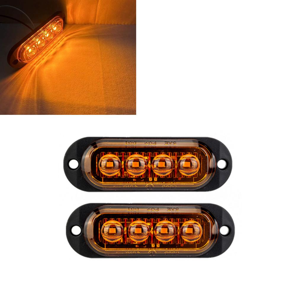 2PCS 12-24V 4LED Truck Beacon Lamp Trailer Side Marker Lamp LED Waterproof Car Warning Clearance Side Light for Lorry