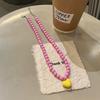 Y2K Retro Resin Pendant Necklaces Women Beaded Candy Color Heart Necklaces Exquisite Cute Daily Party Jewelry Accessories Gifts