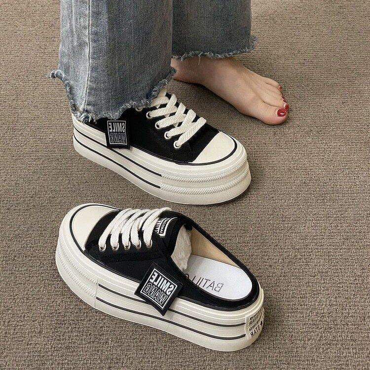 Summer New Thick Slippers Fashion Casual Women Sandals Canvas Bottom Heightening Shoes Female Indoor Women Low Sneakers