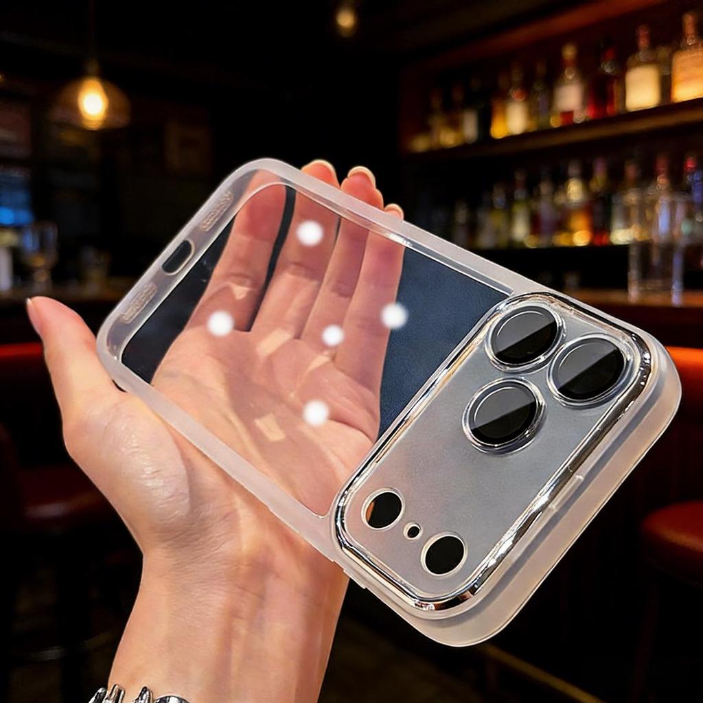 Soft Frosted Lens Film Case for Apple 17 Pro Max/15 Pro/13 Pro Max - Transparent & Simple Design