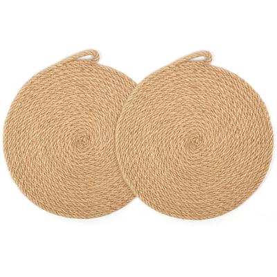 Stylish Pot Coasters 2-piece Set Hooks Heat-resistant Natural Material Linen Non-slip Breathable Iron Kettles Earthenware Pots Teapots Washable Mats