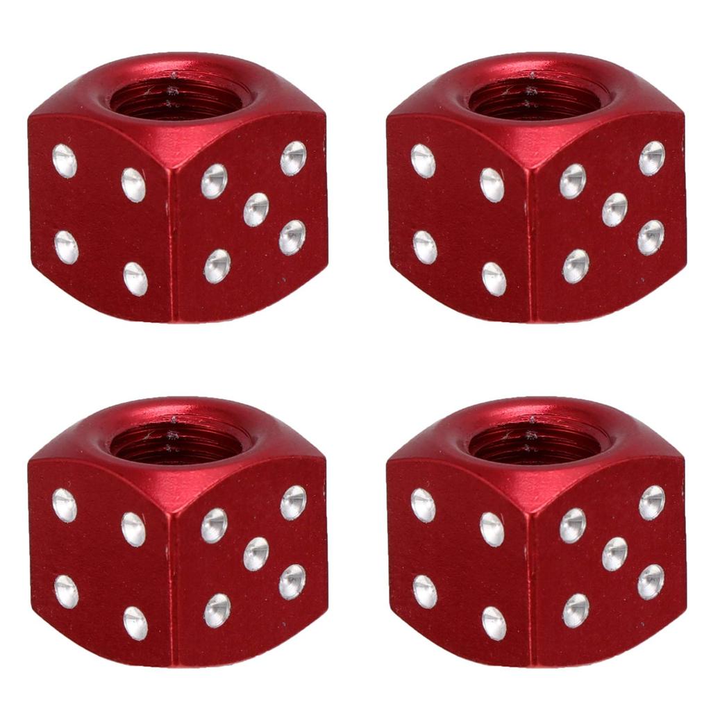 VORCOOL Air Valve Cap for Car, Aluminum Alloy, Red Dice, Tire Valve Cap, Motorcycle, Bicycle, Stylish, Set of 4