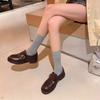 Sheepskin Version~ French Retro Loafers Round Head Deep Mouth Single Shoes 25 New One-pedal Mary Jane Shoes Small Leather Shoes