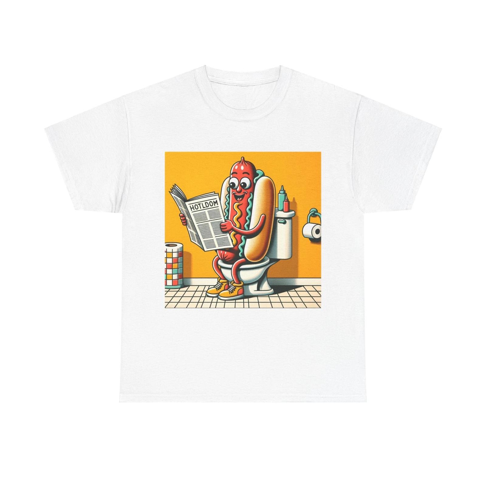 Unisex Adult T Shirt Hotdog Toilet Humor Cartoon Artwork L