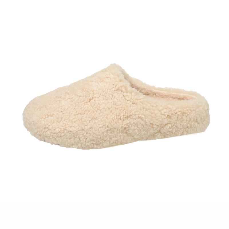 Lazy Wind Thick-soled Fluffy Slippers Women's Autumn Comfortable Lazy One-pedal Bag Head Slippers Non-slip Fluffy Slippers